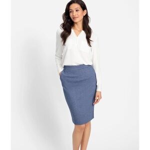 NWT Olsen Women's Micro Puppytooth Pull-On Skirt, Ink Blue, Sz L/14, Knee Length